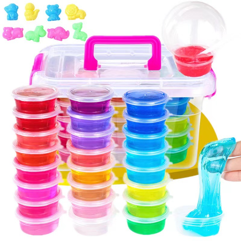 Bulk crystal clay, slime color clay set, transparent plasticine, children's diy handmade toys, street stall goods