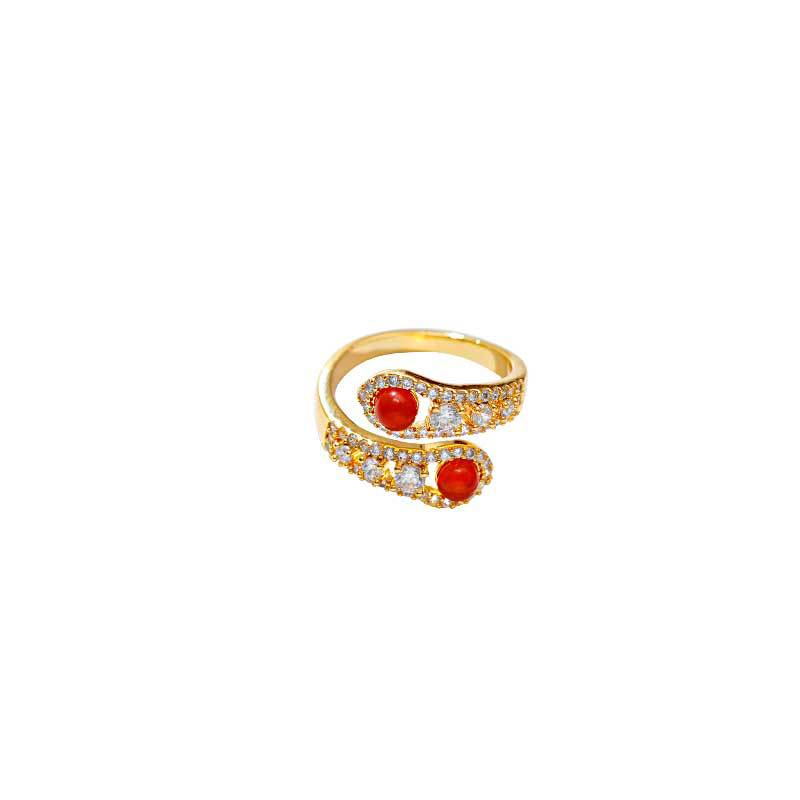 Hyacinth Fashion, light luxury, super sparkling Zircon snake-shaped opening ring, unique design for women, Hong Kong-style red agate ring, Douyin bestseller Item Picture