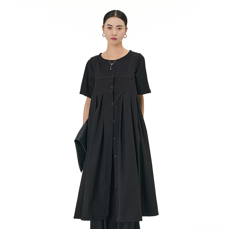 2026夏季新款大码女装宽松显瘦压皱背带裙日系韩版裙子街头68153