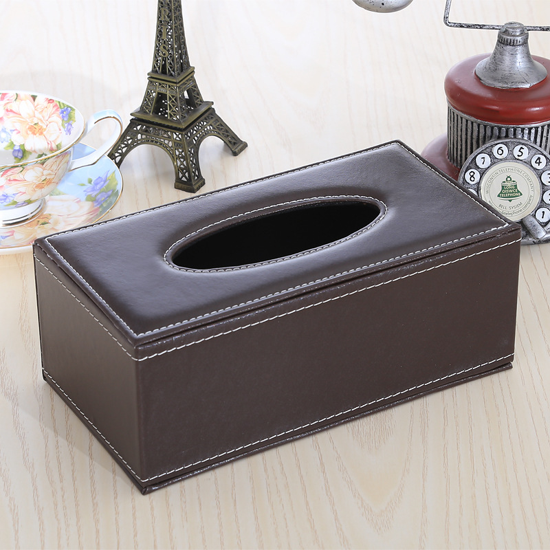 Wholesale tissue boxes, home living room and dining room desktop pu tissue boxes, simple coffee tables, advertising tissue boxes, printed logo details Picture