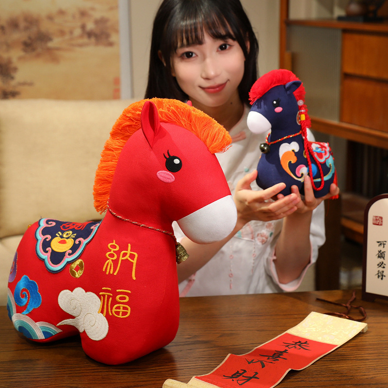 2026 Fabric horse figurines, Horse Year mascots, plush toys, fabric horse dolls, zodiac horse dolls, New Year Application Scenario
