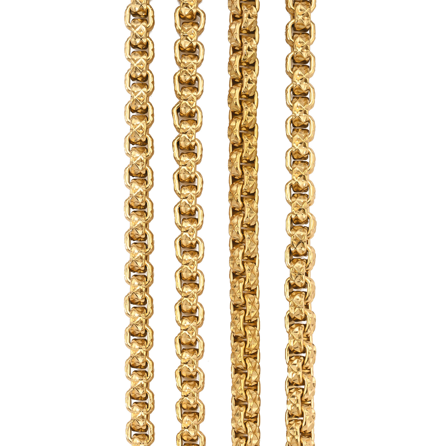 Cross-border high-end stainless steel chain square box with X-patterned decoration, DIY chain embossed box chain, cross-border exclusive supply