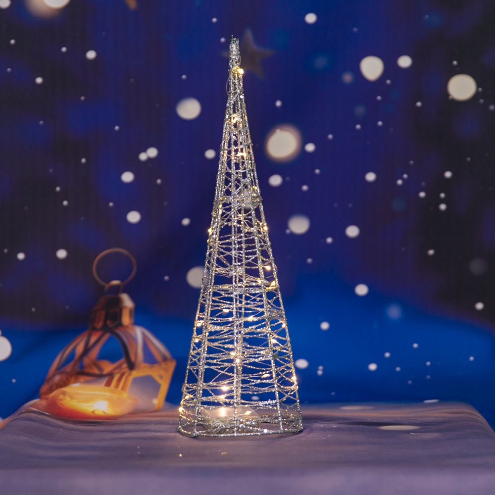 Cross-border Christmas ornaments with lights, led Christmas tree decorations, holiday Christmas supplies, gold powder luminous decorations Application Scenario