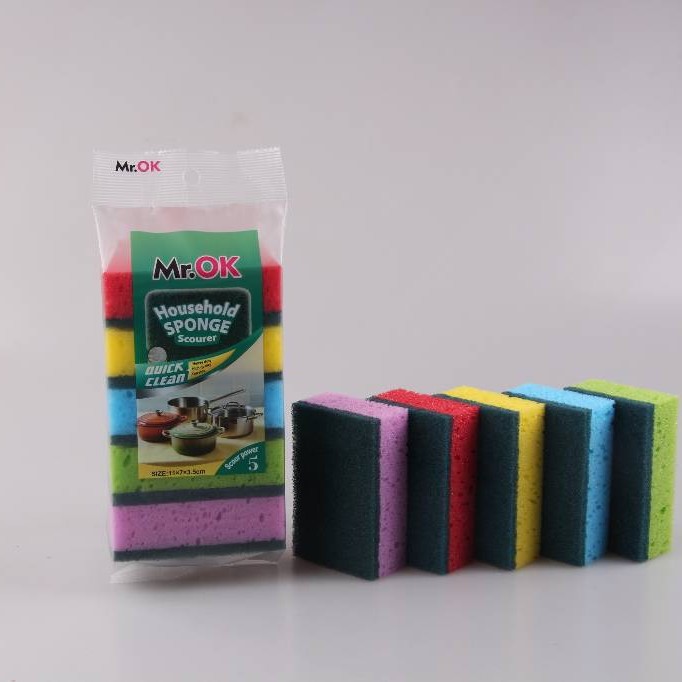 Mr.OK factory direct supply sponge scouring pads, double-sided cleaning sponges, kitchen cleaning sponges, dishwashing sponges, pot scrubbing sponges