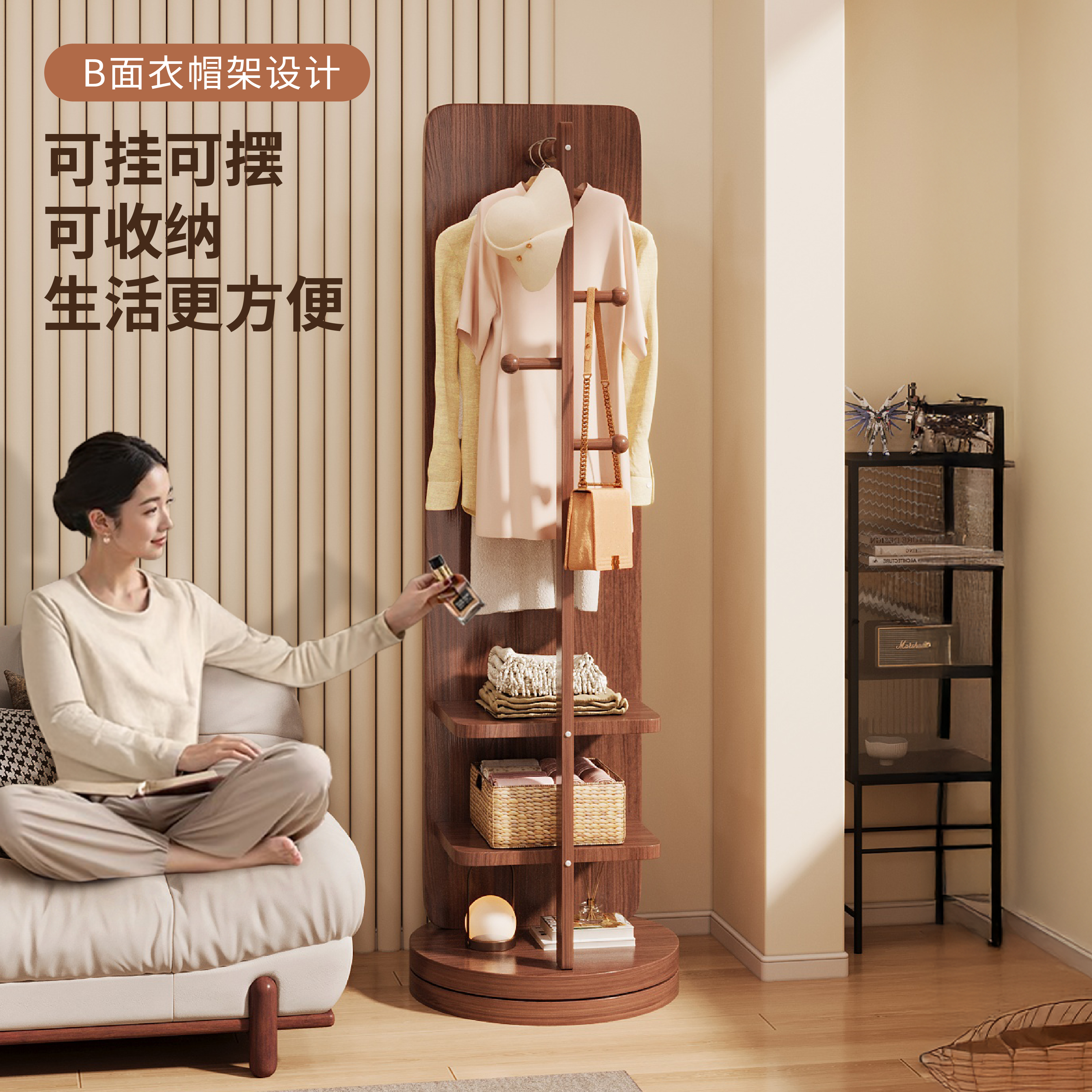 Full-length mirror, floor-standing mirror, cross-border clothing and hat integrated dressing mirror, rotatable and mobile foreign trade bedroom large fitting mirror Specification image