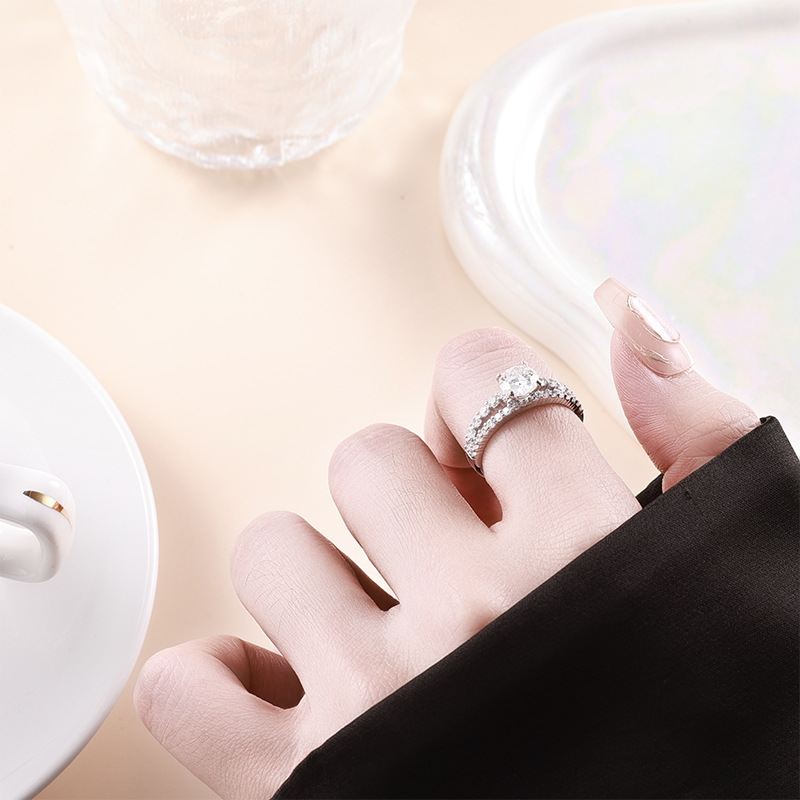 Zhuoheng's selected diamond ring with a unique and fashionable design, cross-border ring, women's ring, live-streaming jewelry, moissanite