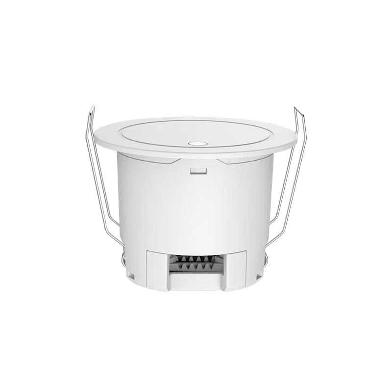 The white circular millimeter-wave human presence sensor device is an embedded sensor for human detection, which is easy to install and provides high-precision detection Item Picture