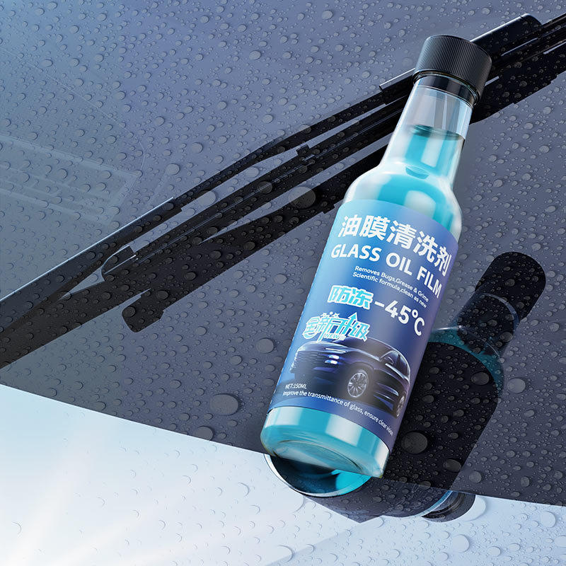 Oil film remover for car antifreeze windshield washer fluid, oil film cleaner, powerful cleaning and removal agent for winter front windshield wipers Application Scenario