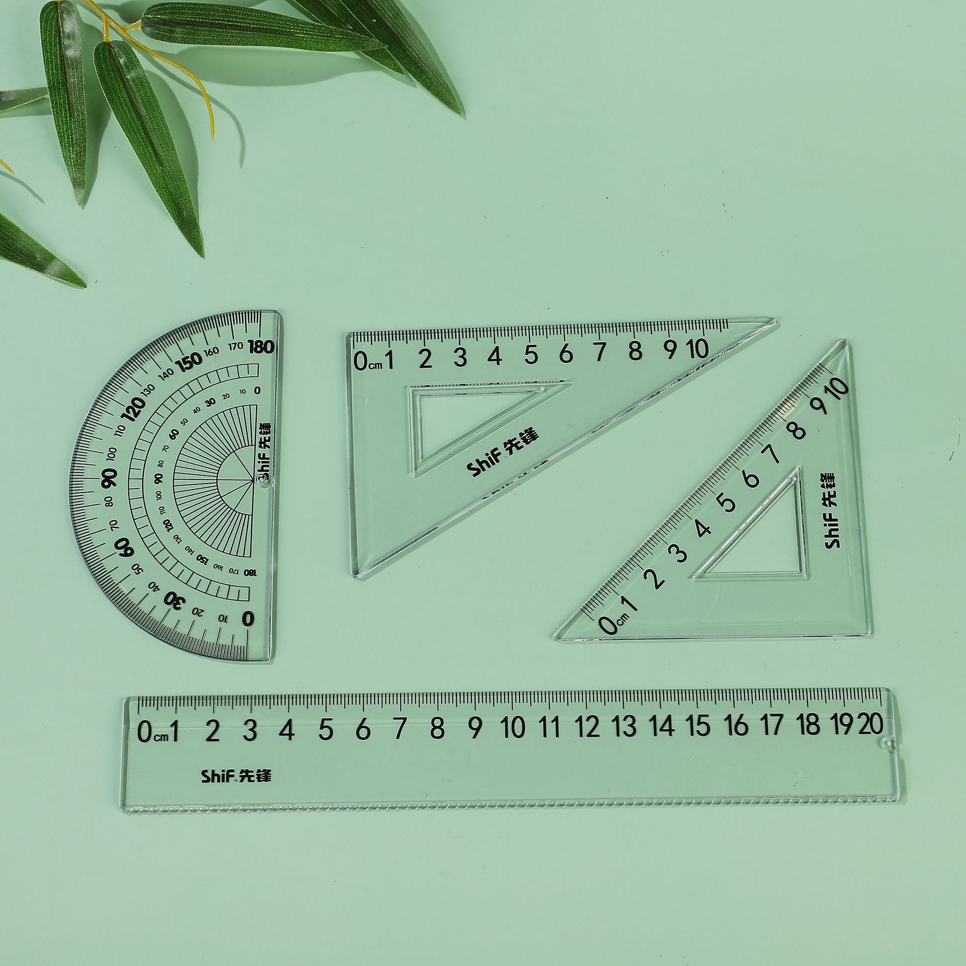Pioneer 5827 Ruler Set for Primary School Students: Straight Ruler, Set square, protractor, Children's Multi-functional drawing ruler set Item Picture