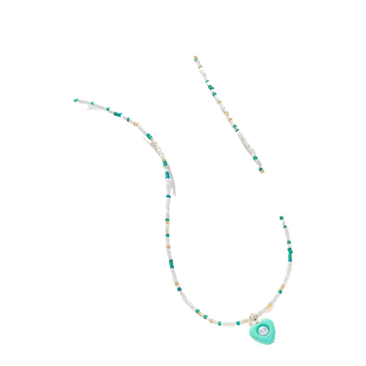 Colorful beaded necklaces in a cute and sweet style, pearl heart-shaped collarbone chains with versatile pendants and necklaces wholesale in a fresh and clean style Item Picture