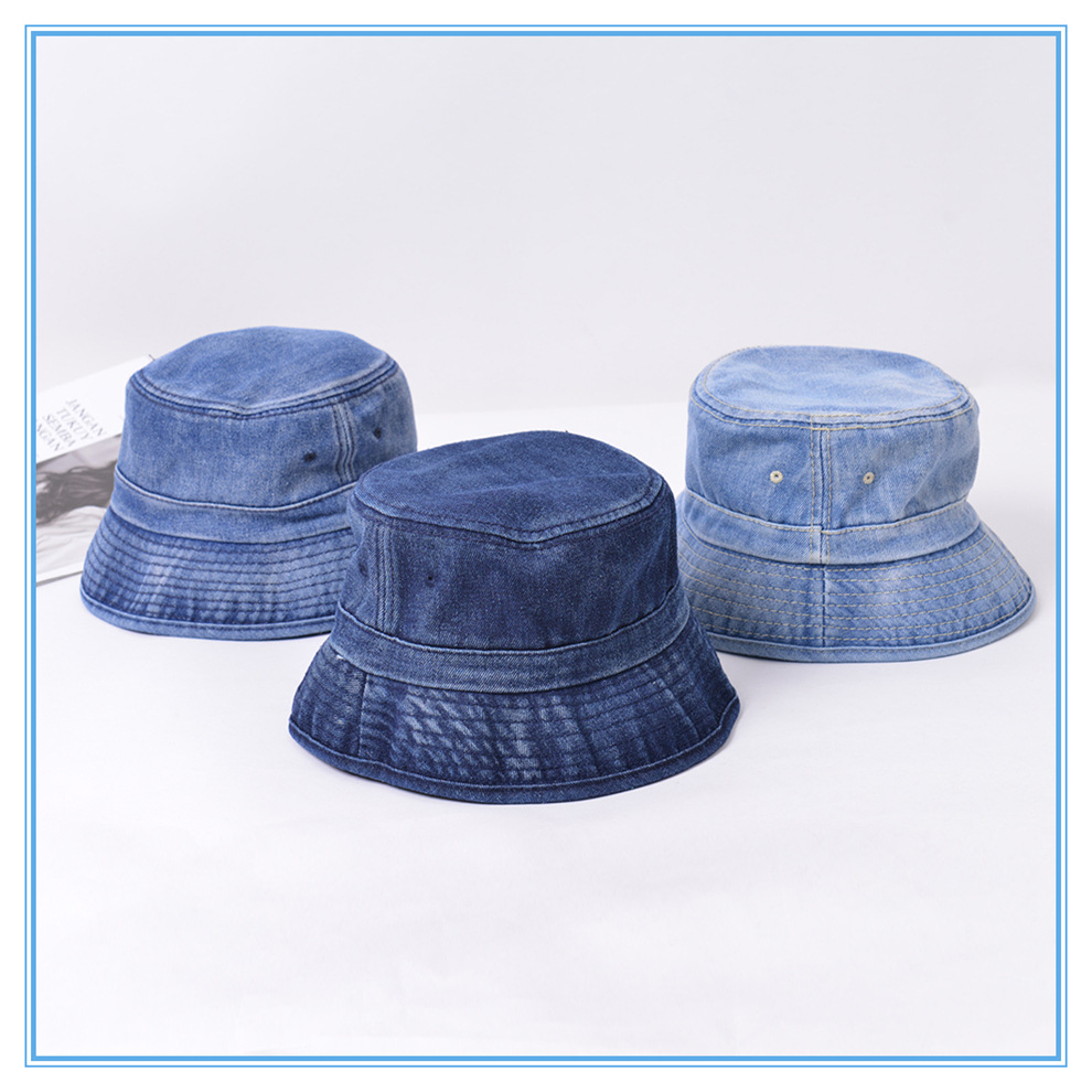 Japanese-style retro washed denim fisherman hat for girls, Korean-style trendy autumn sun protection and face enhancement small bucket basin hat Specification drawing