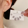 s925 Silver Needle Japanese and Korean exquisite and fashionable, Full diamond leaf three-piece set ear studs, niche style, design sense, versatile earrings, accessories, ear studs, earrings, pearl ear studs, ear plugs details Picture