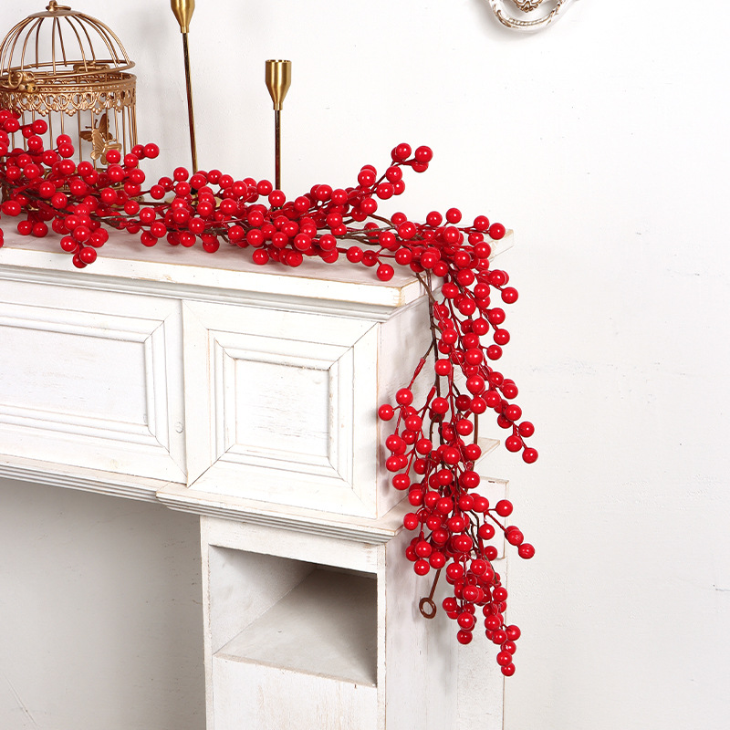 Amazon nueva llegada atmósfera de navidad decoración del hogar artículos bayas rojas cross-border venta caliente simulación fruta roja ratán Application Scenario