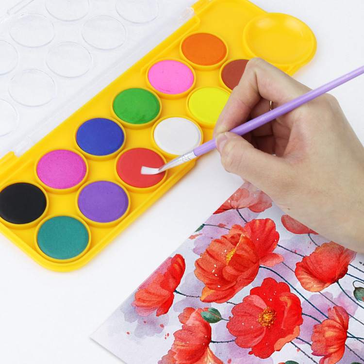 Yalong Cross-border Bestseller 12-color watercolor student art supplies Children's watercolor painting sets Item Picture