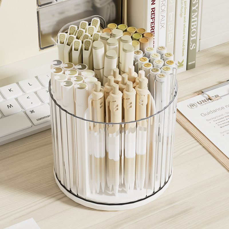 Desktop storage box, rotating makeup brush storage cylinder, cosmetics countertop, dressing table, lipstick and eyeshadow pen holder, storage rack Application Scenario