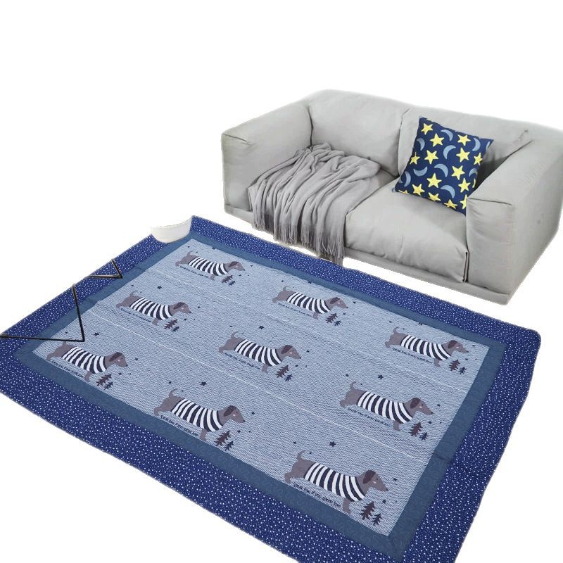 The 160*210 all-cotton quilted bed cover, cotton-padded floor mat, pet crawling mat and machine-washable carpet are pieced together Item Picture