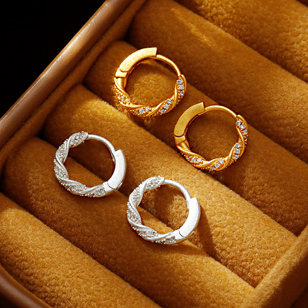 Hyacinth古法沙金圈圈耳环2025新款爆款小众独特耳饰女高级感耳扣素圈耳圈