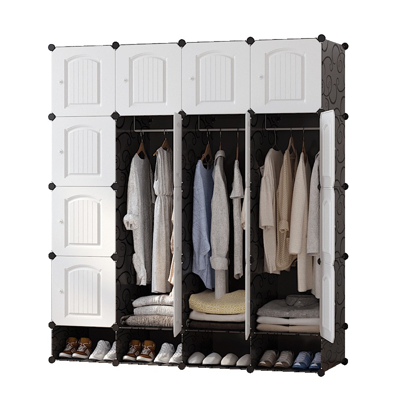 衣柜/折叠衣柜/塑料储物柜/木柜子/双开门塑料柜子白底实物图