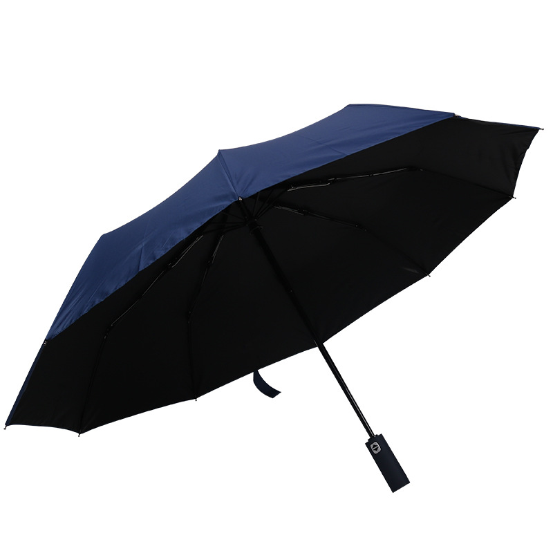 便携防紫外线折叠雨伞黑胶遮阳全自动三折伞简约户外广告太阳伞