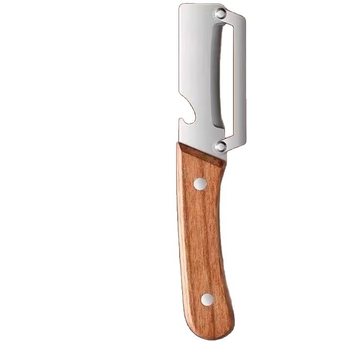 Multi-functional peeler, stainless steel peeler, kitchen-specific fruit, melon peeler, wooden-handled sugarcane knife, thickened Item Picture
