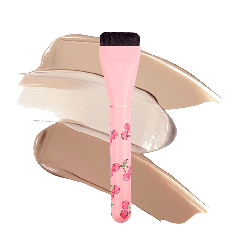 Cross-border one-line foundation brush with cherry print glue handle, seamless concealer, beginner's ultra-thin face mask brush without powder details Picture