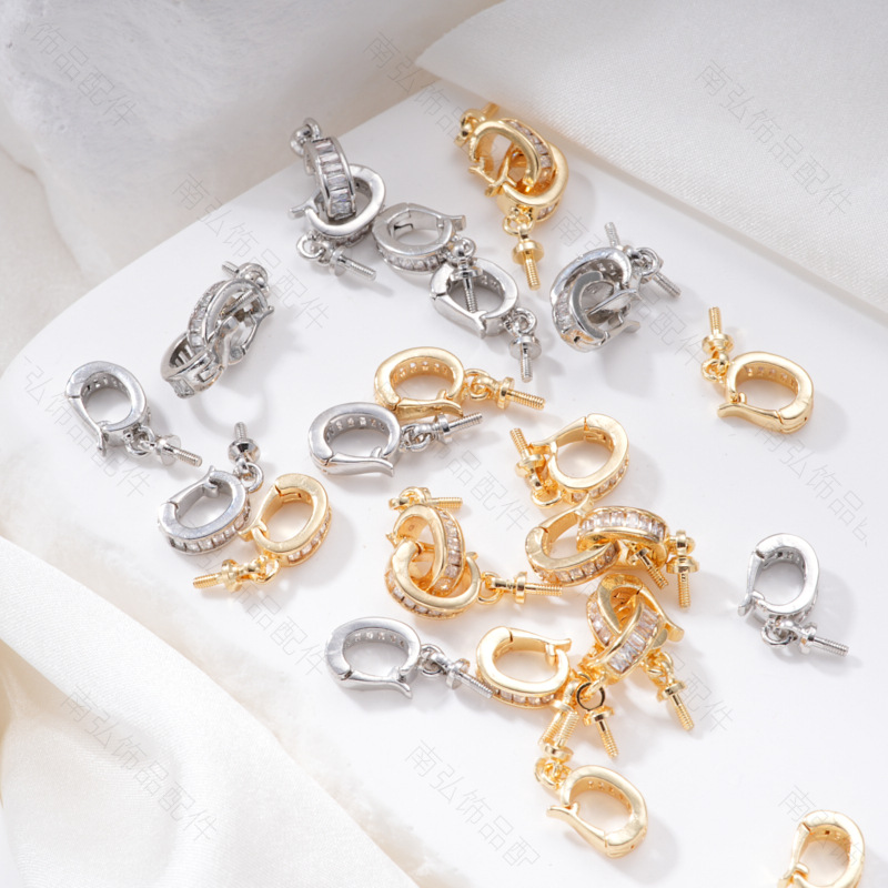 18K gold color-preserving pearl necklace, pendant, micro-inlay, universal buckle, sheep eye pin, empty stand accessory, diy accessory Specification image