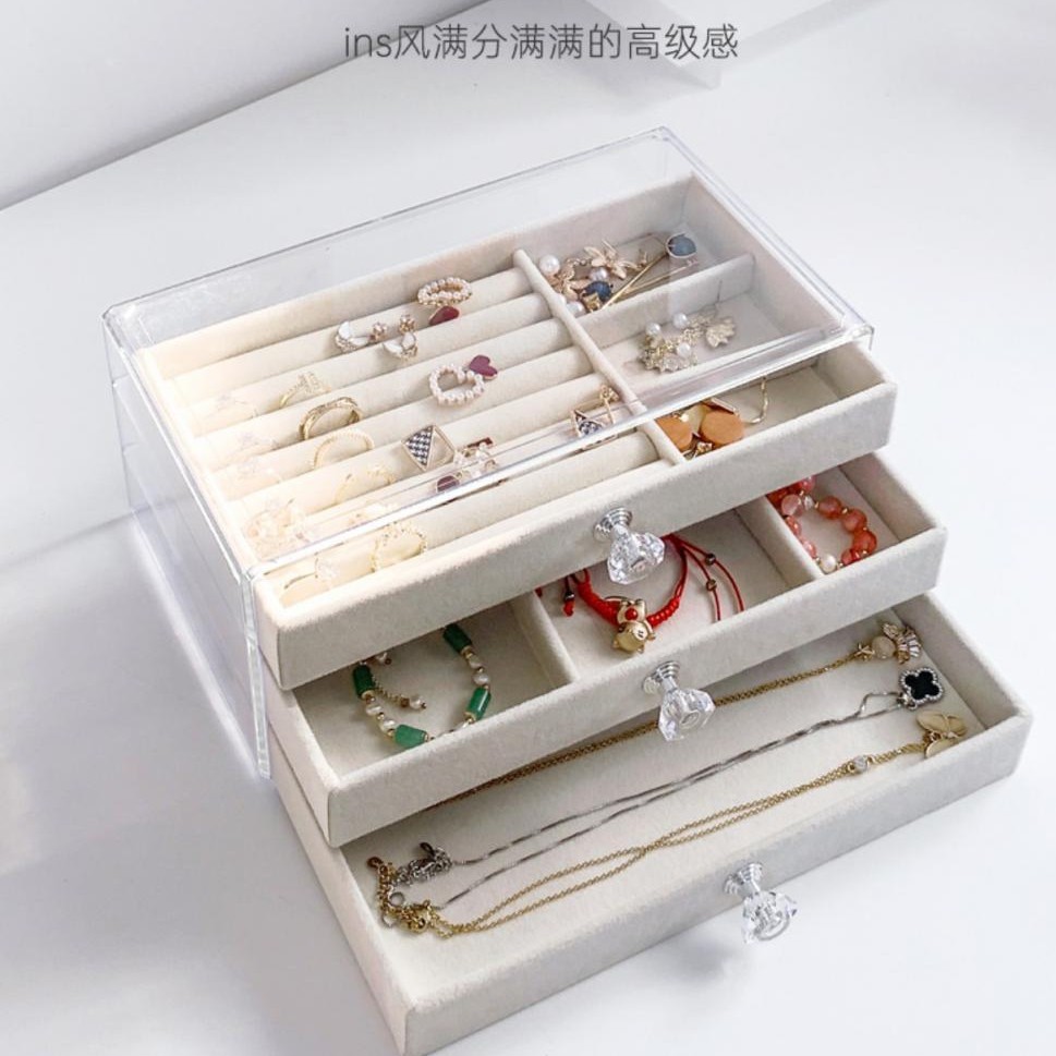Multi-layer jewelry storage box, drawer-type, large-capacity anti-oxidation, earrings, rings, necklaces, bracelets and jewelry boxes Application Scenario