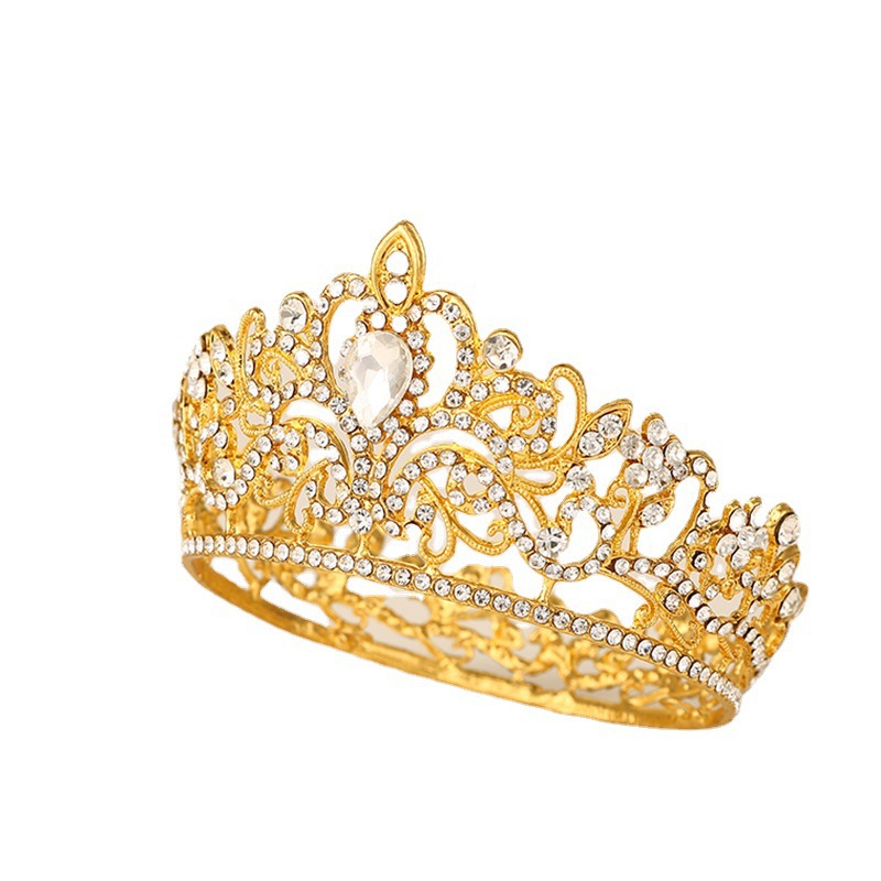 European and American bestsellers, noble full-diamond round small crown, party bride headwear, wedding headband, hair accessory king Item Picture