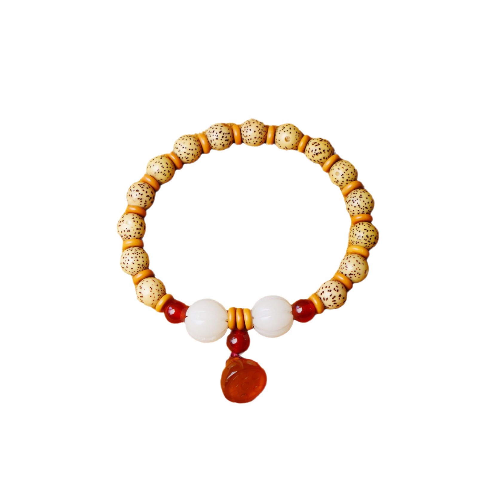 Natural Hainan chicken oil Yellow Star moon Bodhi bracelet Lotus pod Bodhi seed Buddhist Prayer bead bracelet, retro cultural and artistic accessories Item Picture