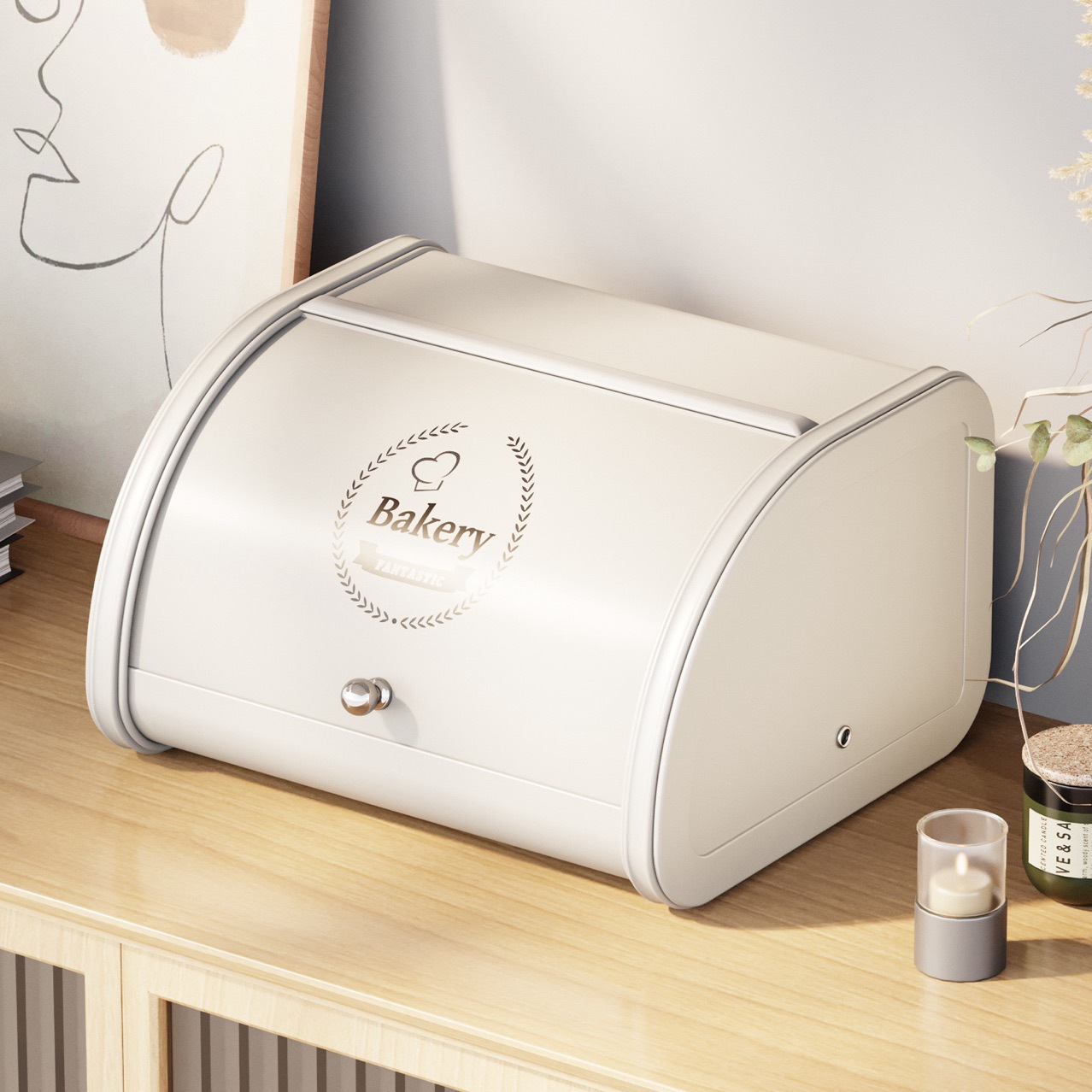 北欧面包箱客厅宿舍收纳箱高档整理衣柜翻盖铁盒口罩收纳盒储物