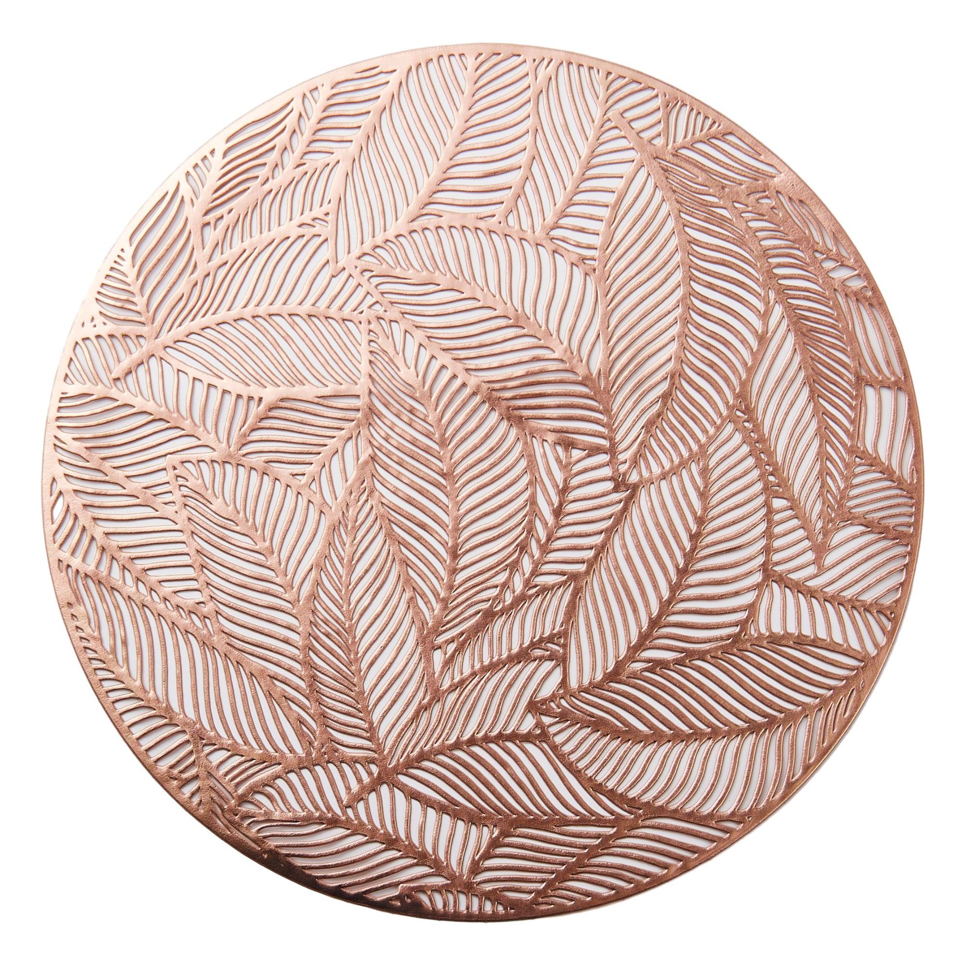 Light luxury round creative leaf hollowed-out gold-embossed silver leaf table heat insulation pad, cross-border pot pad, PVC injection molded heat-resistant Item Picture