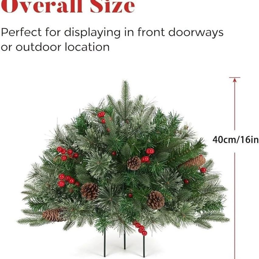 跨境爆款蘑菇户外庭院地插圣诞树套餐 加灯圣诞节花环藤条装饰品细节图