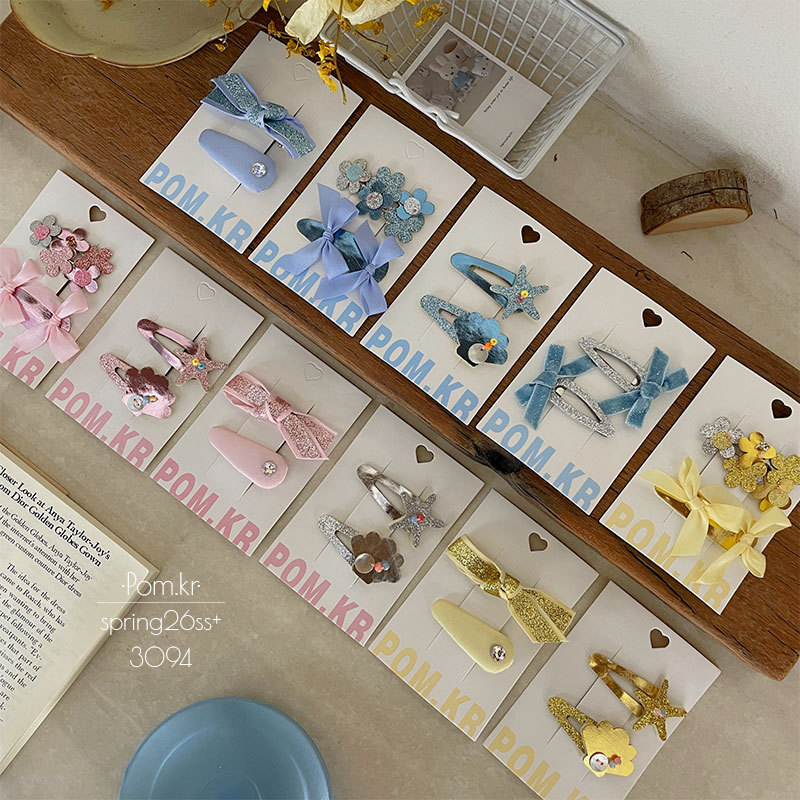 Nueva versión coreana ins ocean set niños clip de pelo lentejuelas arco broken hair breaking clip bebé par de cabellos tarjeta de pelo mujer Specification image