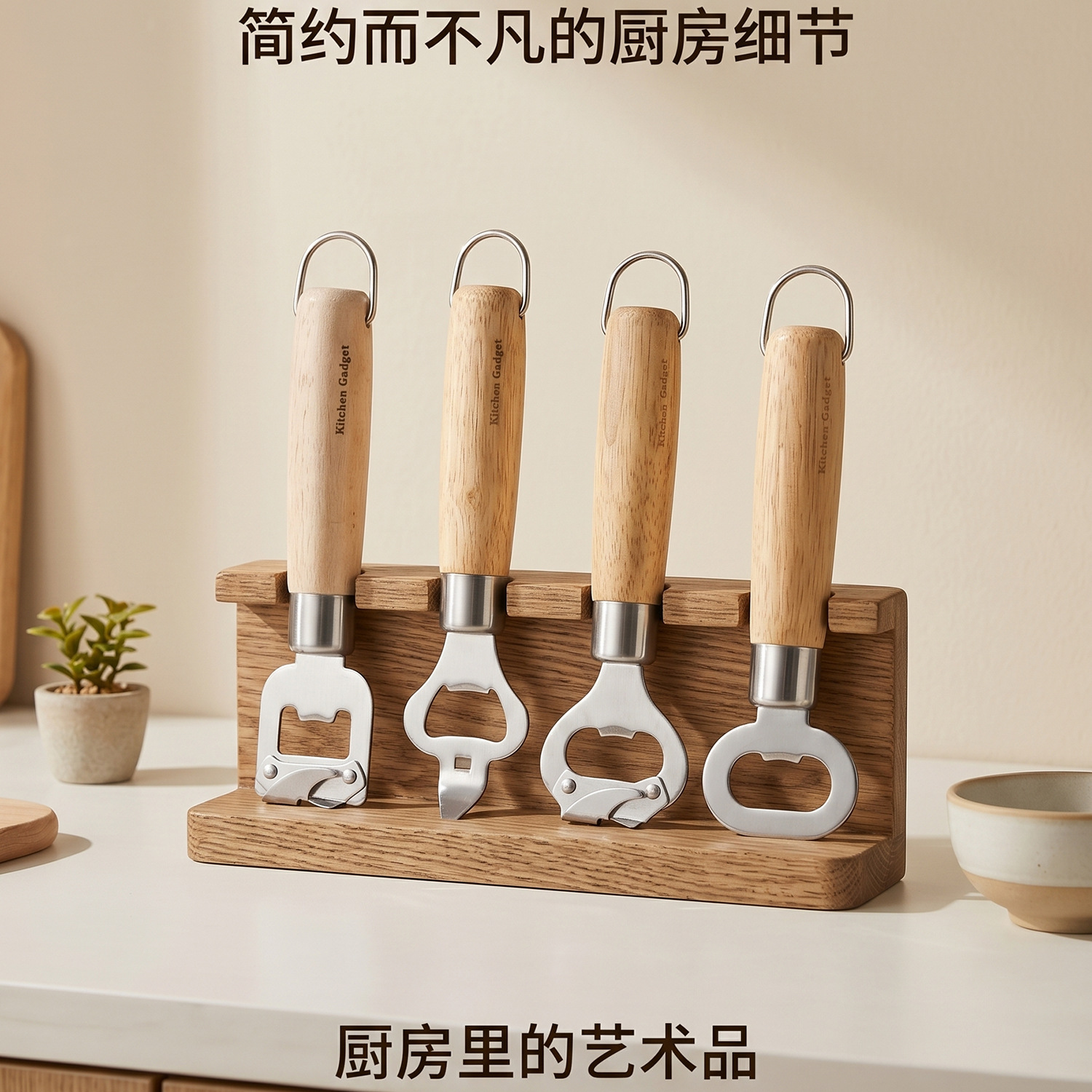 木柄开罐器手动多功能强力罐头刀厨房启盖开罐头工具啤酒开瓶器