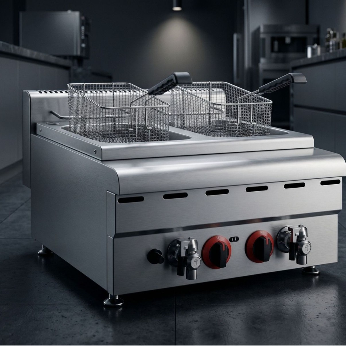Kaiping desktop double-cylinder double-sieve electric fryer, 8+8L, frying basket, oil, French fries, fryer, snack machine, semi-automatic temperature control Application Scenario