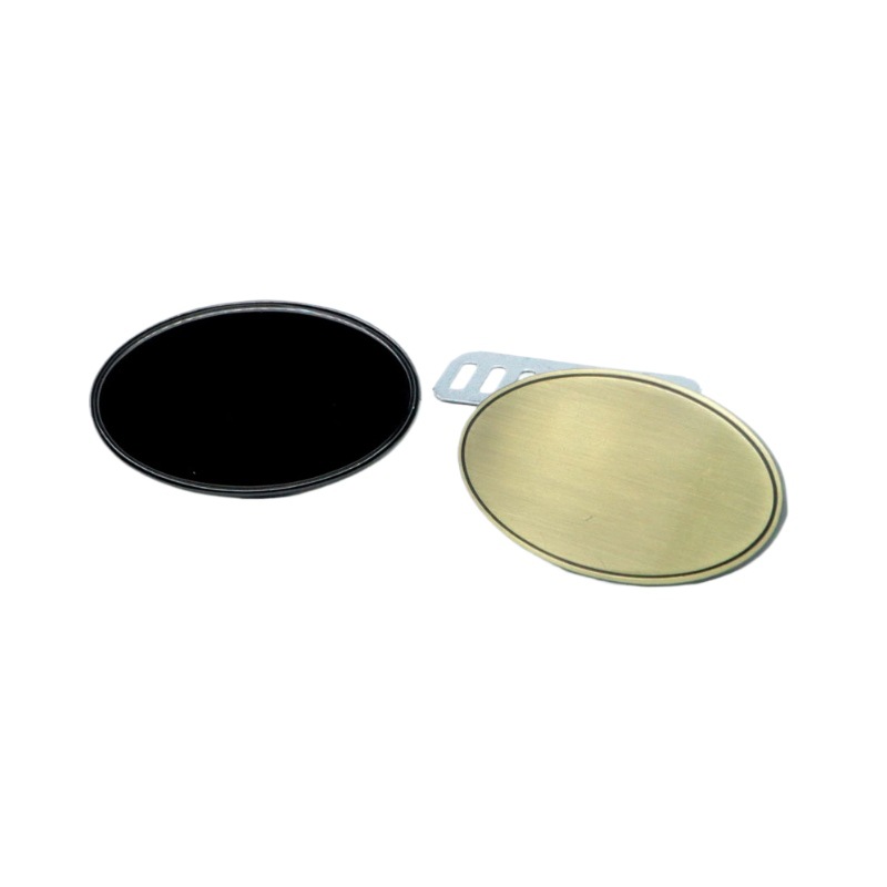 The bag features a blank metal label, an oval trademark, a heart-shaped circular logo, and can be laser-engraved with shipping marks Item Picture