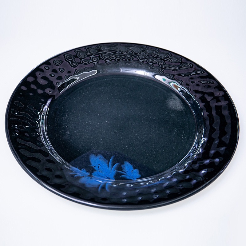 Export melamine Japanese tableware, black plates, restaurant Western food steak plates, snack fried rice plates, OEM plating Specification drawing