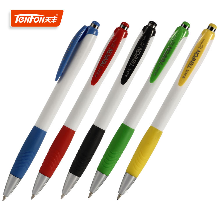Tianfeng White Rod Ballpoint Pen Foreign Trade Promotion Gift Ballpoint Pen 557E Electroplated Press Ballpoint pen full figure