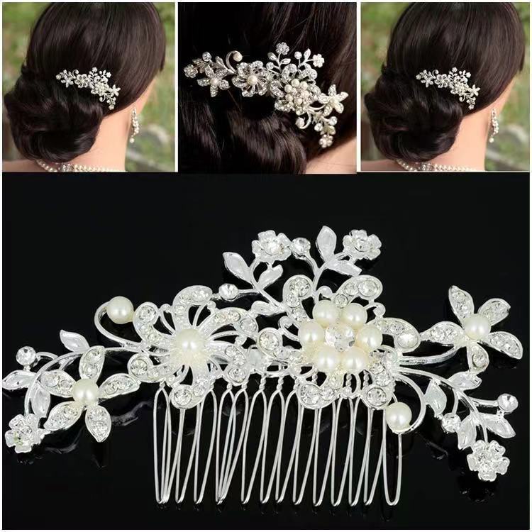 Wholesale of Amazon's best-selling European and American popular bridal hair combs, floral rhinestones, pearl combs, and fashionable alloy headwear Application Scenario
