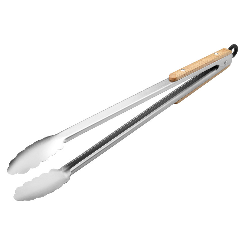 Stainless steel food tongs, high-temperature resistant wooden handles, anti-scald steak tongs, food tongs, BBQ barbecue tongs, roast meat tongs, baking tongs Application Scenario