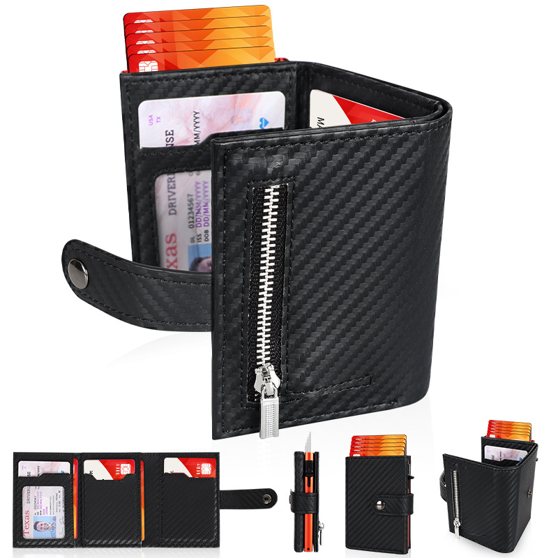 Customized Cross-Border Bestsellers, Fashionable Pu Leather, Metal Aluminum Alloy, Anti-Demagnetization, Large-Capacity Id Card Bag, Loose Change Wallet Specification drawing
