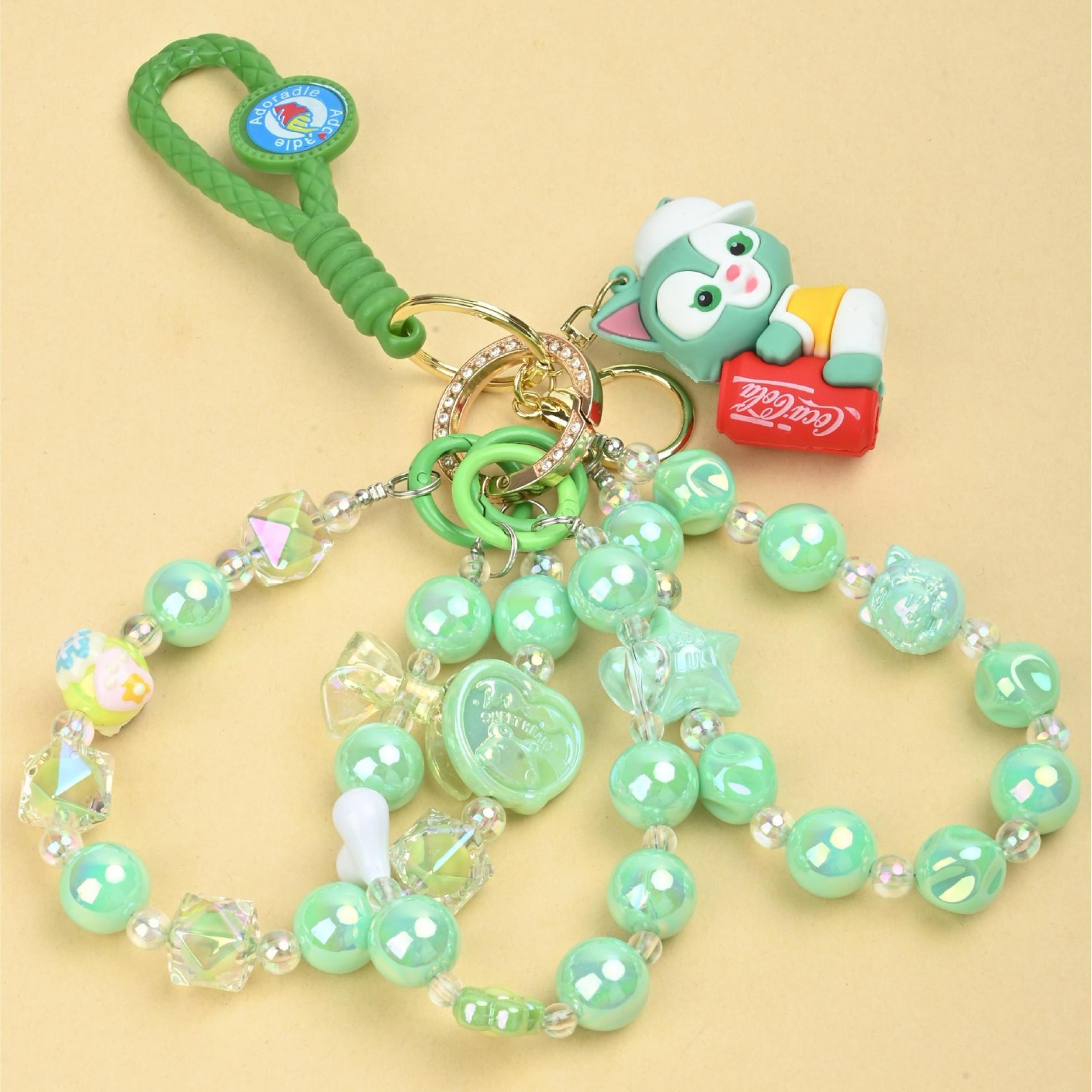 Blind box style bag with dopamine handcrafted beaded mobile phone chains, three strings, and hand-painted beaded pendant dolls