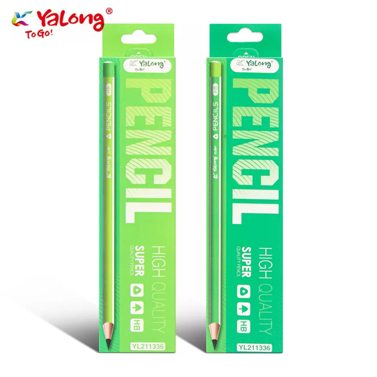 Yalong Cross-border New Design Wholesale Shenghua Stationery 12-piece Green Hardcover HB Standard Pencil Set