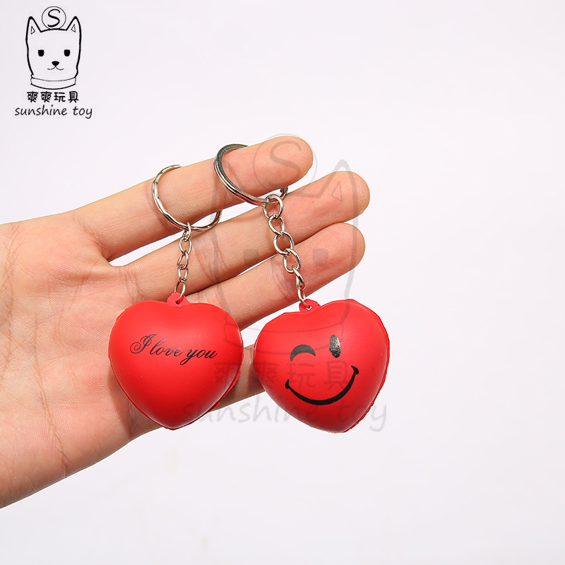 Cross-border Valentine's Day: 4cm foam sponge heart pressure ball, rehabilitation grip strength ball, red heart pu ball with LOGO printed Application Scenario