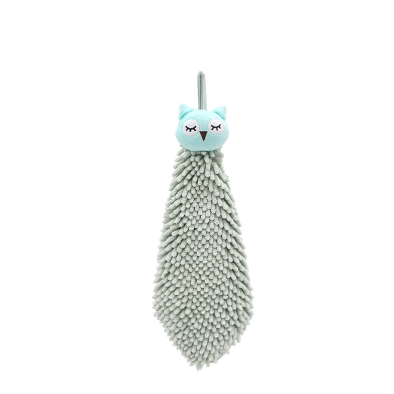 Hanging cartoon animal Chenille hand towels, Kanglewu children's household kitchen absorbent hand towels wholesale Item Picture