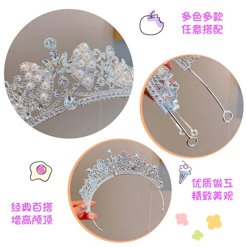 High-end crown headwear, princess children's light luxury crystal crown birthday gift, girls' Children's Day performance headwear and hair accessories Application Scenario