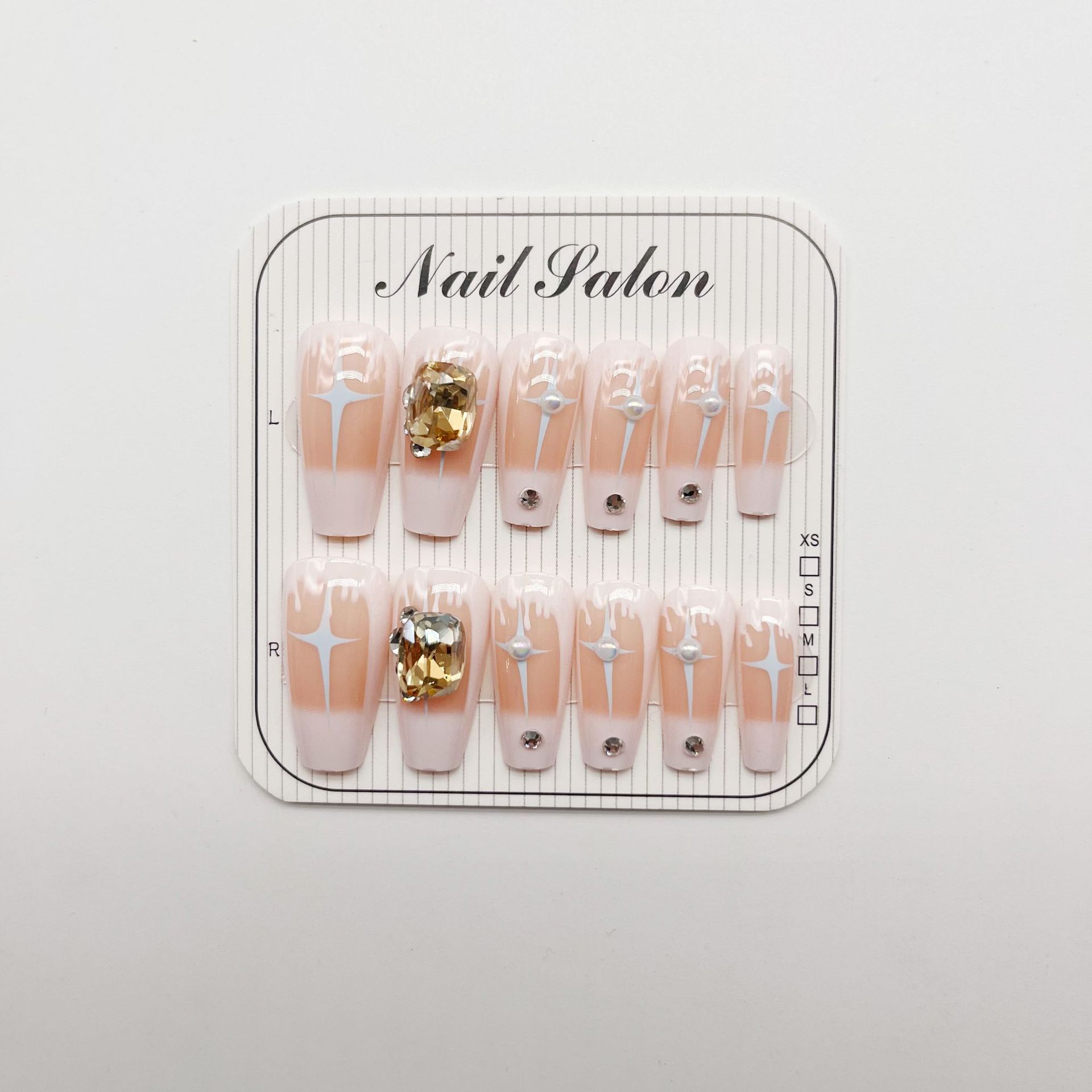 The wearable nail manufacturer's direct hair cream-colored nail patches, wearable nail patches, French dot diamond nail patches