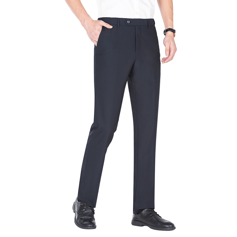 Men's straight trousers, spring and autumn business formal suit, long trousers, suit trousers, professional wear, 70% wool, anti-static Item Picture