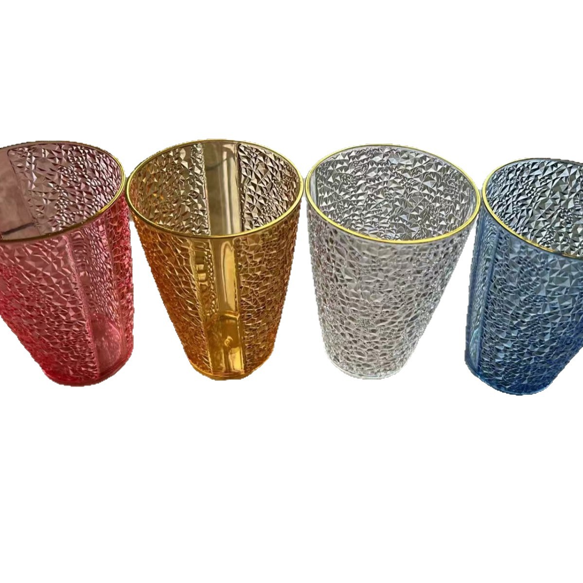 Colorful water pattern beverage cup, brushing cup, rim cup with gold edge, creative cup, foreign trade plastic cup, mixed color rim cup, simple design Item Picture