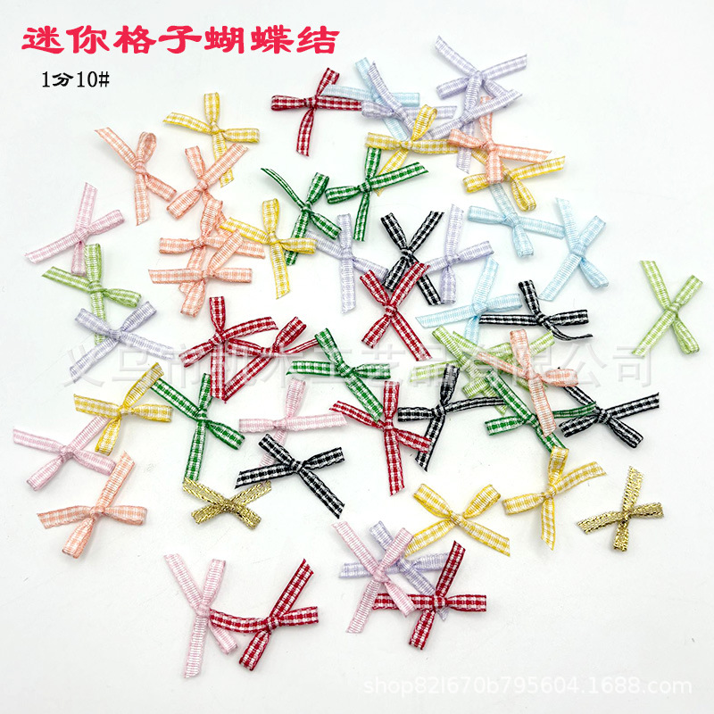 3mm checkered 10# bow clothing, shoes, hats, gift box, children's clothes, decorative ribbon bow, handmade